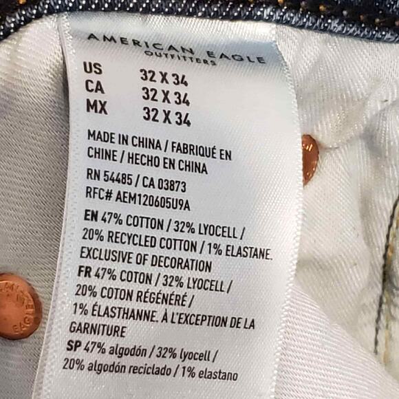 American Eagle AE Jeans Mens Size 32x34 Medium Wash Loose 5-Pocket Easyflex - Picture 11 of 13